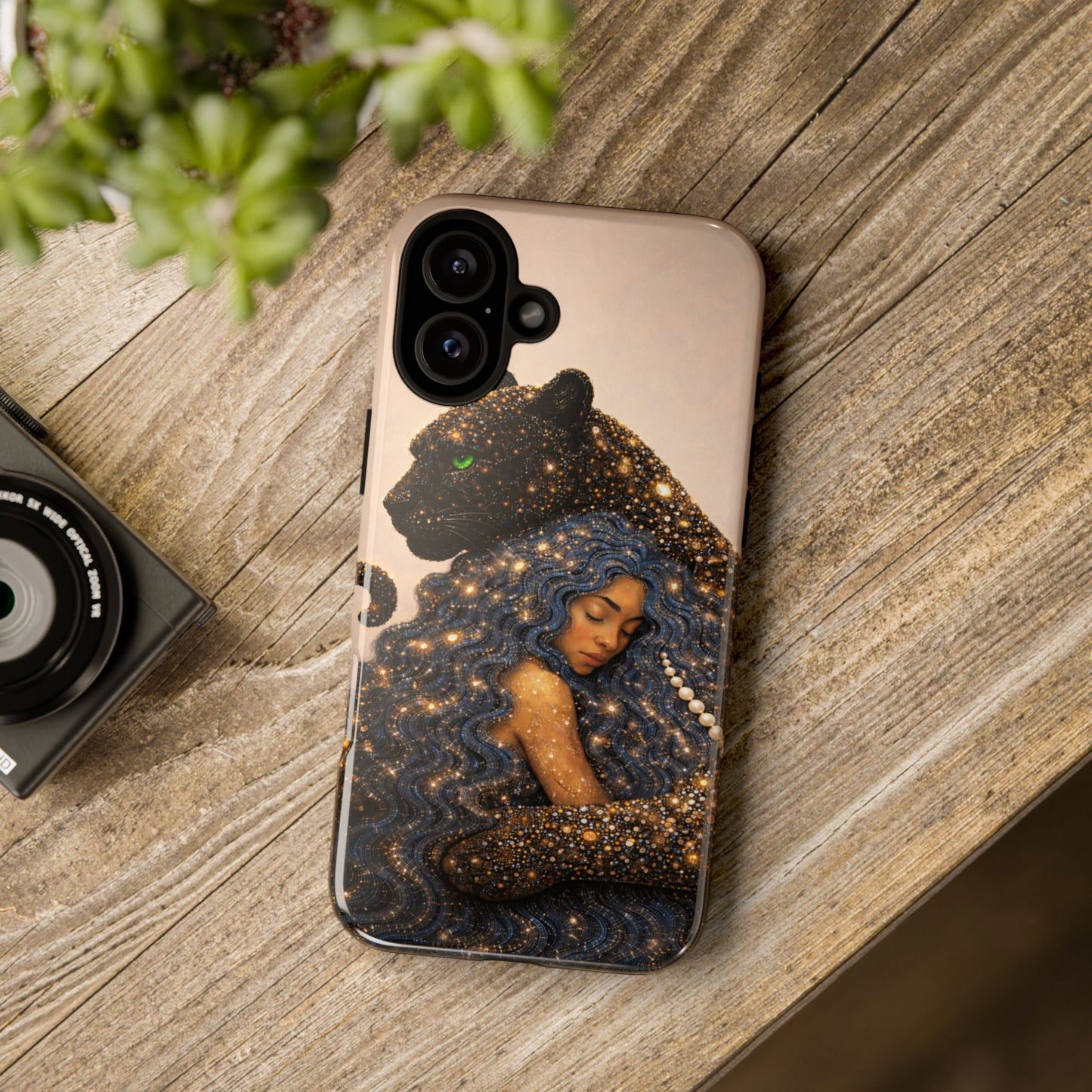 Leopard Portrait Tough Phone Case — Blue Jaguar Art Protective Cover