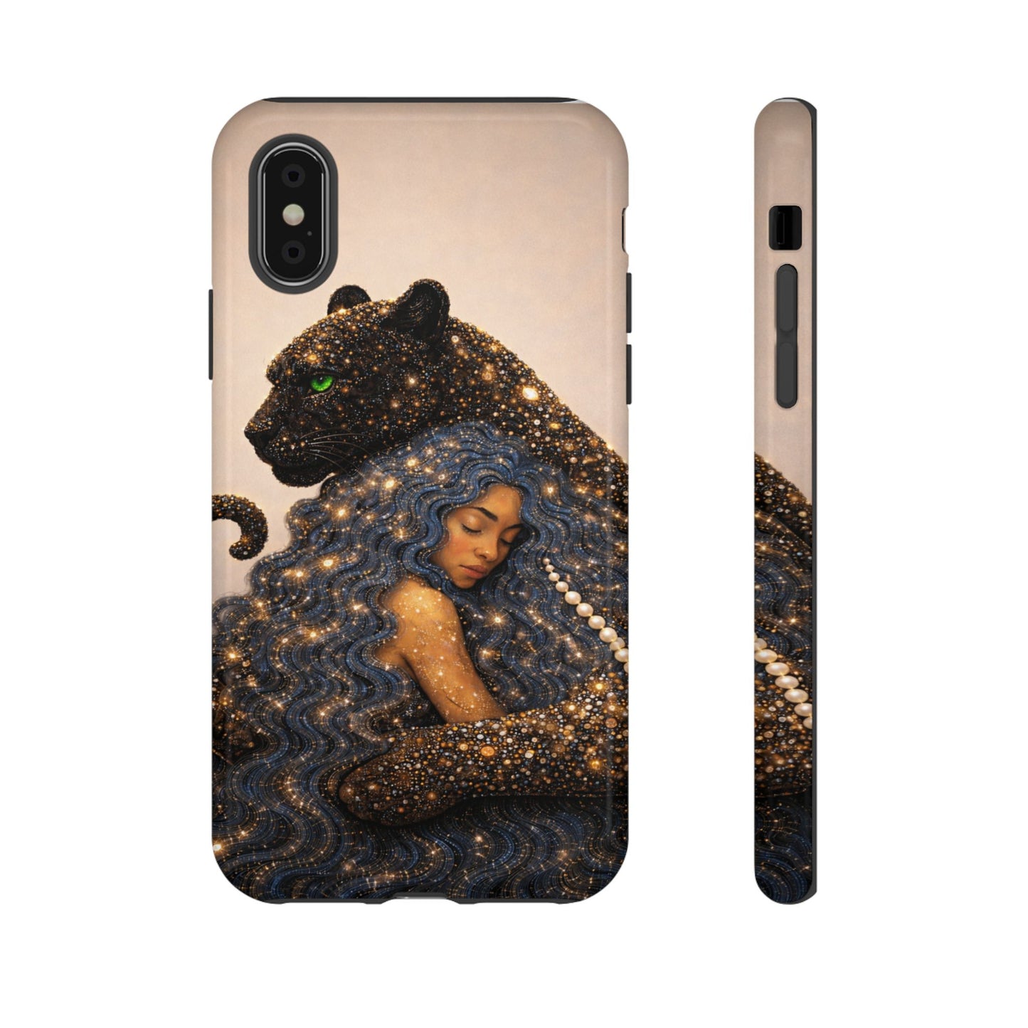 Leopard Portrait Tough Phone Case — Blue Jaguar Art Protective Cover