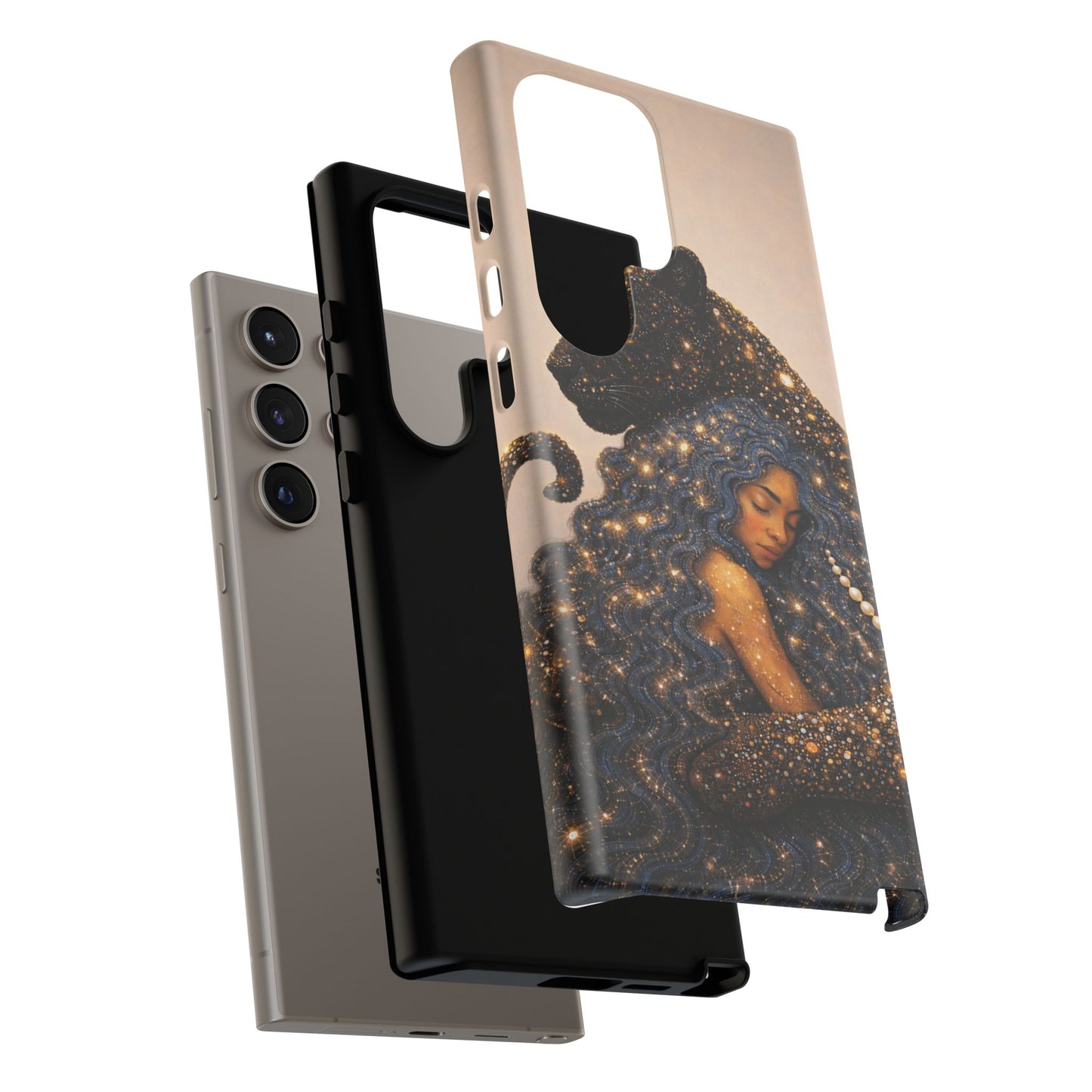Leopard Portrait Tough Phone Case — Blue Jaguar Art Protective Cover