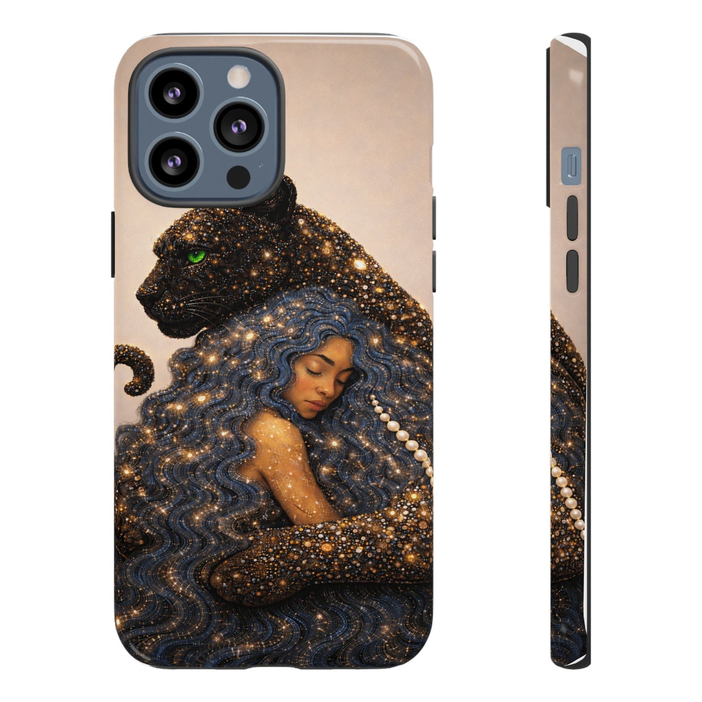 Leopard Portrait Tough Phone Case — Blue Jaguar Art Protective Cover