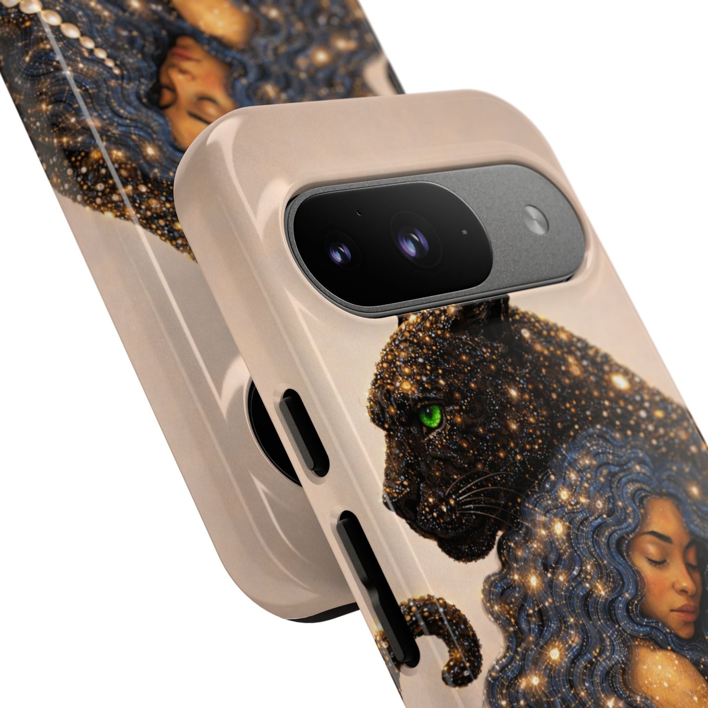 Leopard Portrait Tough Phone Case — Blue Jaguar Art Protective Cover