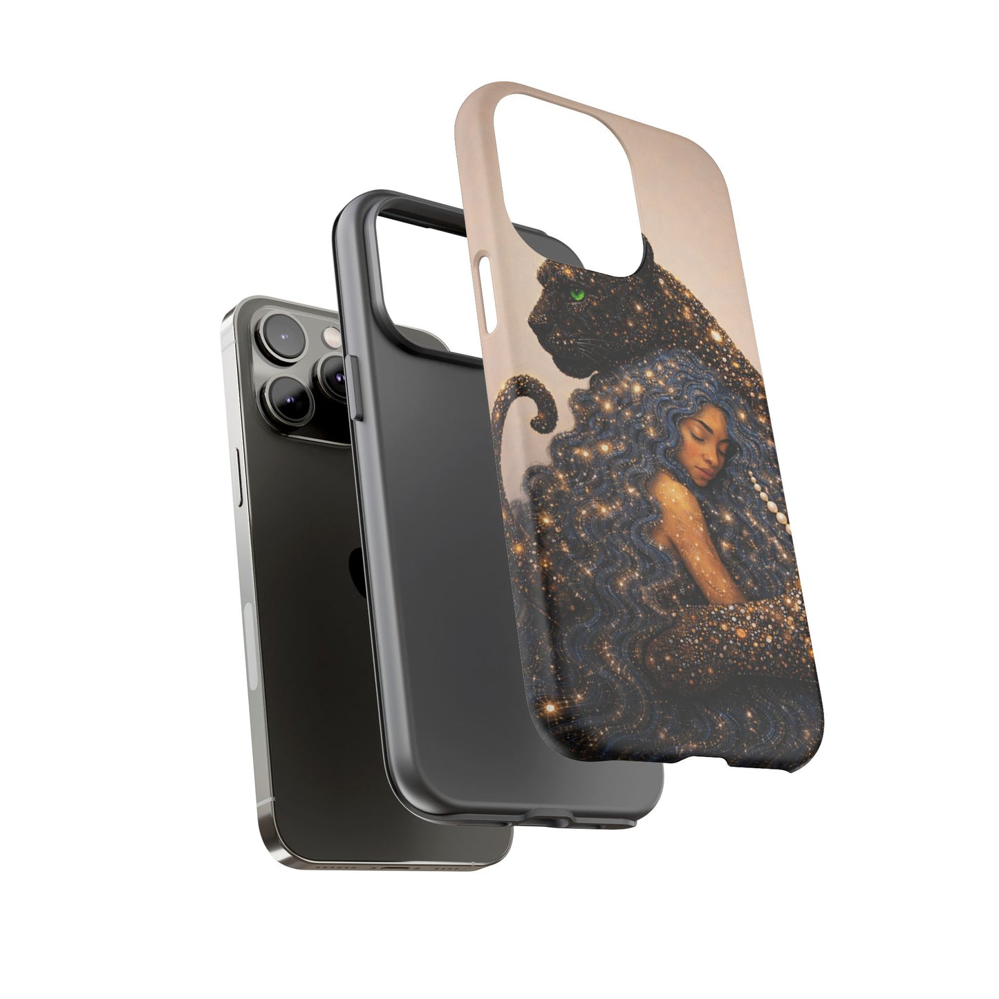 Leopard Portrait Tough Phone Case — Blue Jaguar Art Protective Cover