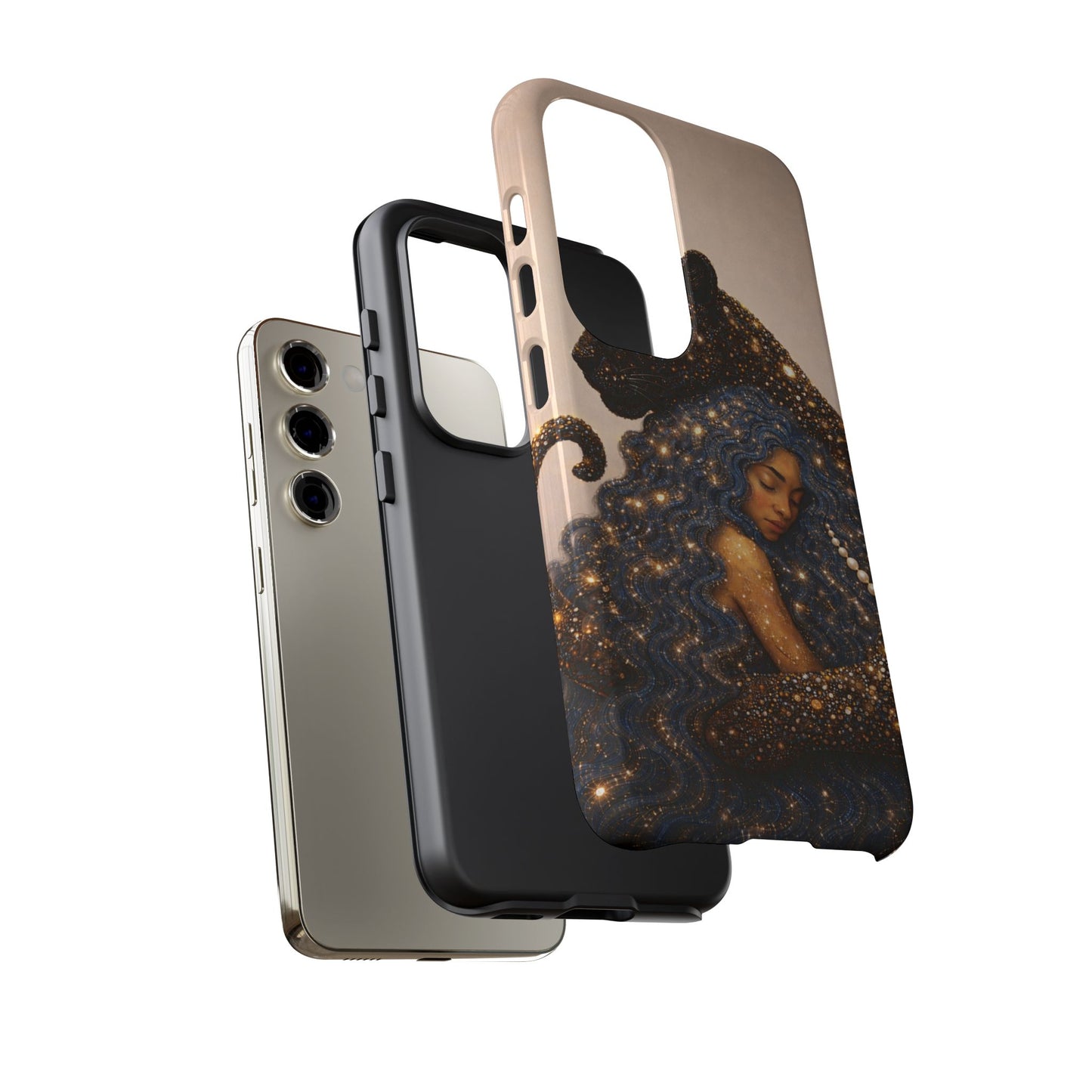 Leopard Portrait Tough Phone Case — Blue Jaguar Art Protective Cover