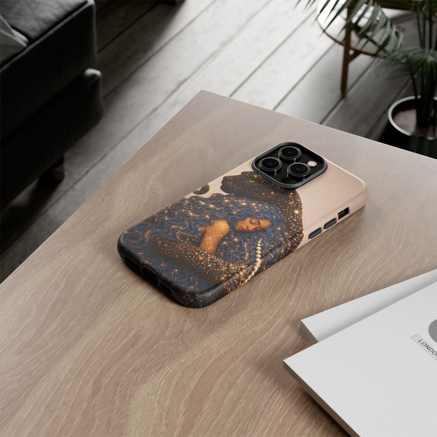 Leopard Portrait Tough Phone Case — Blue Jaguar Art Protective Cover