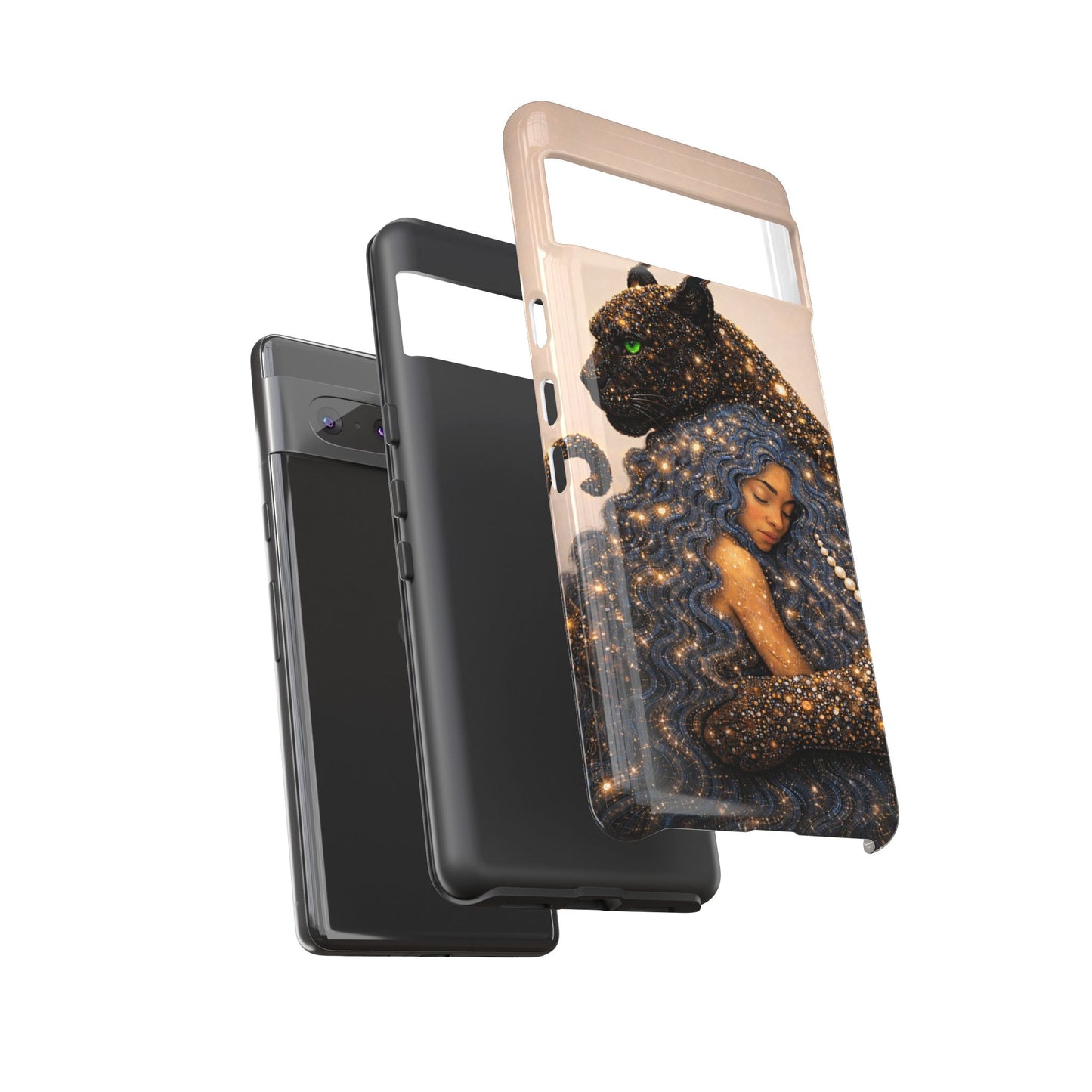 Leopard Portrait Tough Phone Case — Blue Jaguar Art Protective Cover