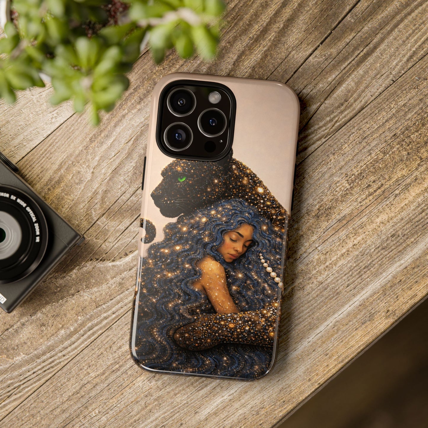 Leopard Portrait Tough Phone Case — Blue Jaguar Art Protective Cover
