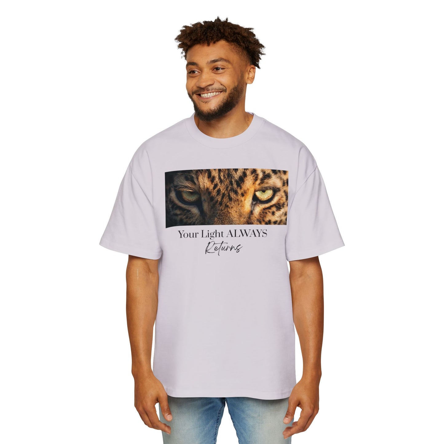 Tiger Eyes Graphic Tee — "Your Light ALWAYS Returns" Inspirational Men's Shirt