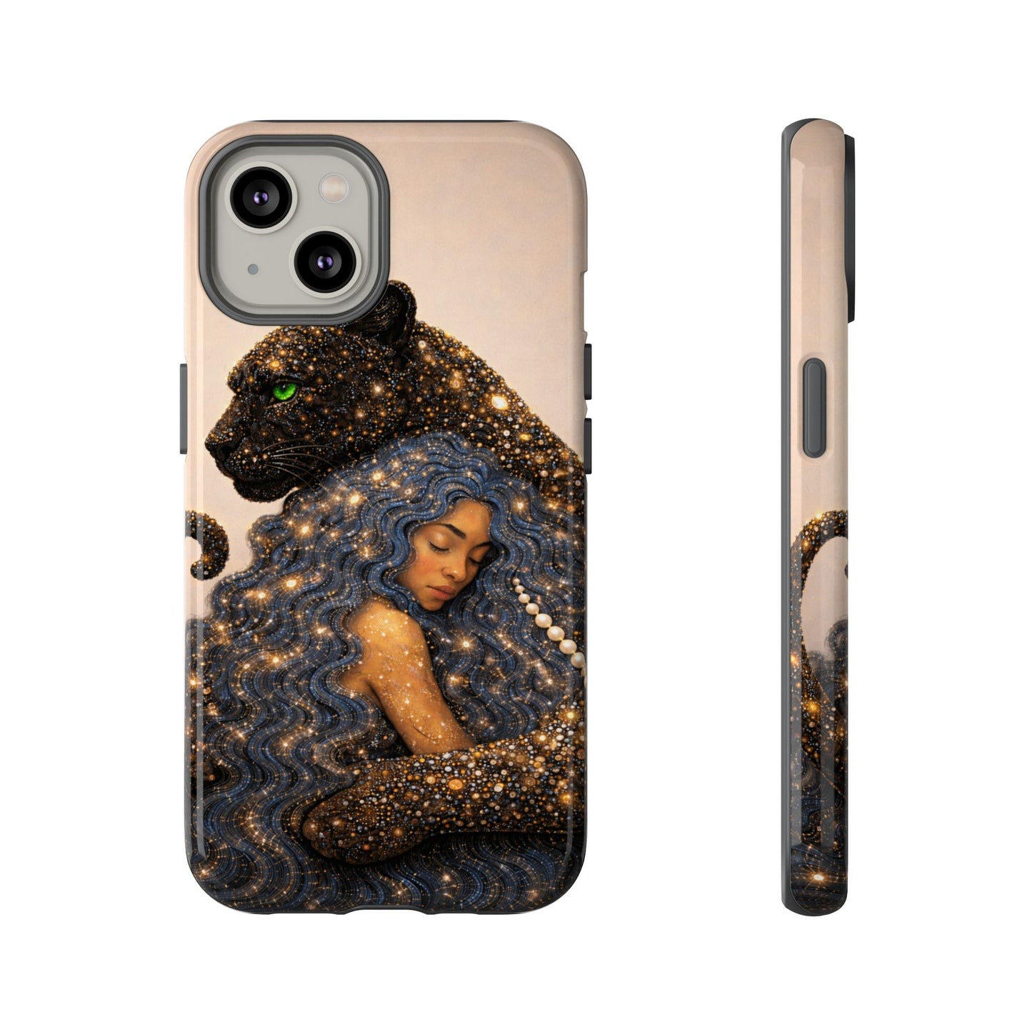 Leopard Portrait Tough Phone Case — Blue Jaguar Art Protective Cover