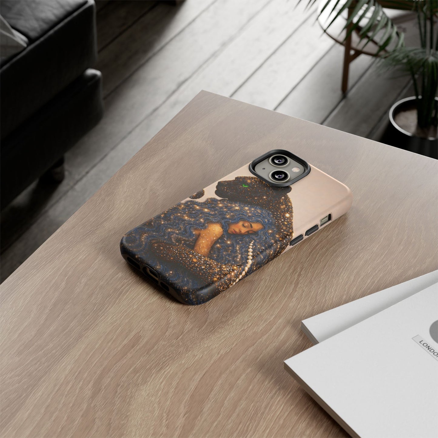 Leopard Portrait Tough Phone Case — Blue Jaguar Art Protective Cover