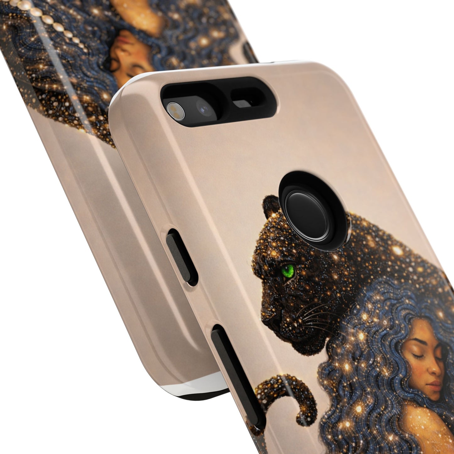 Leopard Portrait Tough Phone Case — Blue Jaguar Art Protective Cover