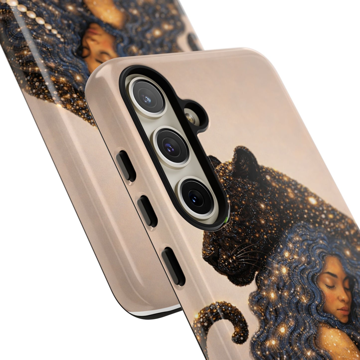 Leopard Portrait Tough Phone Case — Blue Jaguar Art Protective Cover