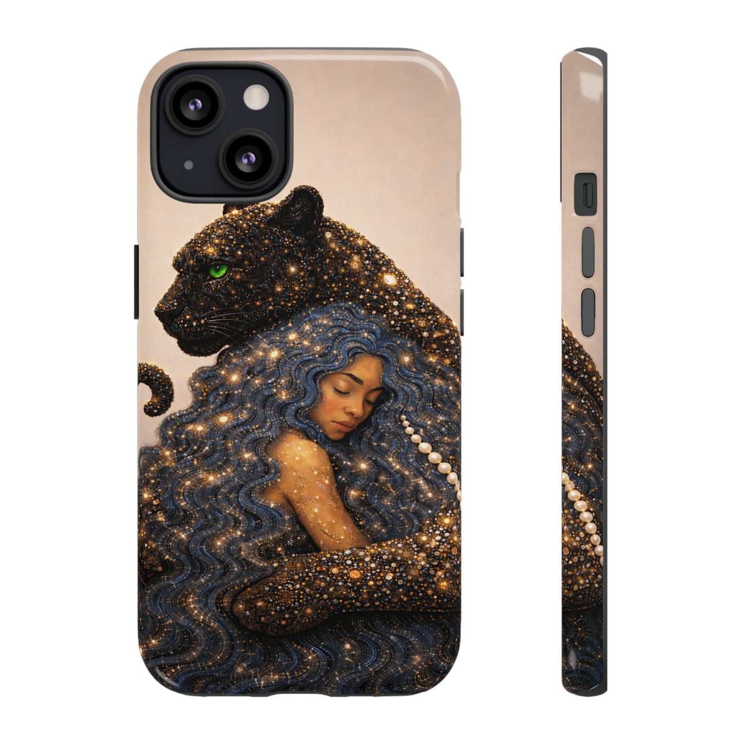 Leopard Portrait Tough Phone Case — Blue Jaguar Art Protective Cover