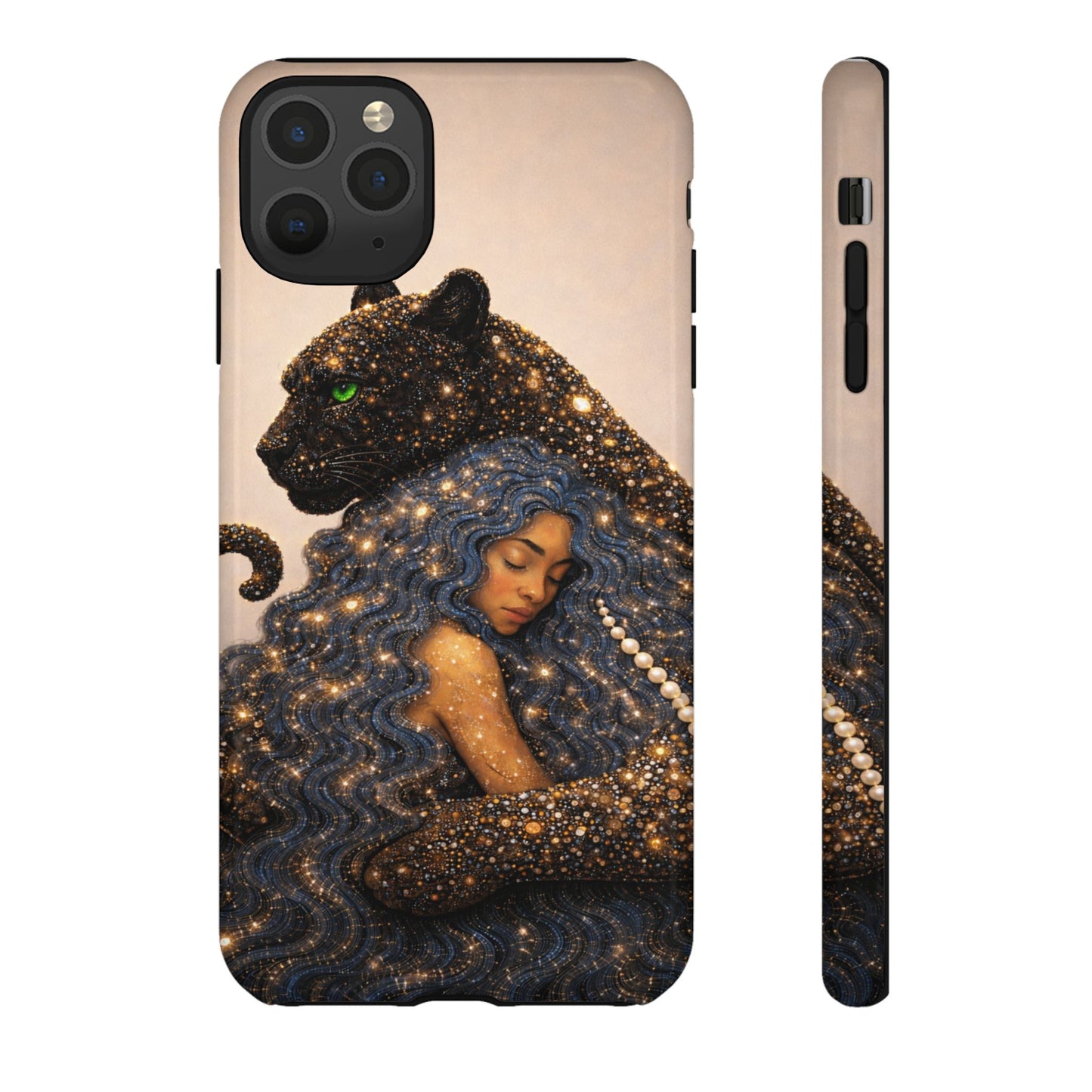 Leopard Portrait Tough Phone Case — Blue Jaguar Art Protective Cover