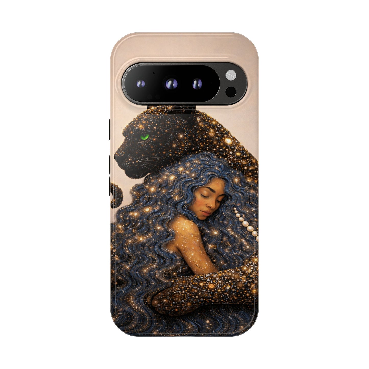 Leopard Portrait Tough Phone Case — Blue Jaguar Art Protective Cover