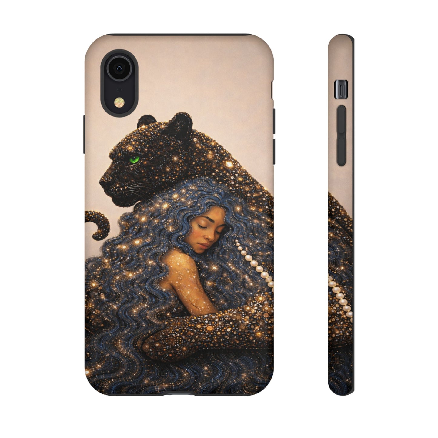 Leopard Portrait Tough Phone Case — Blue Jaguar Art Protective Cover