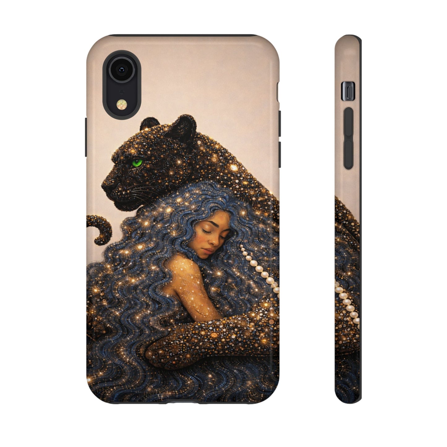 Leopard Portrait Tough Phone Case — Blue Jaguar Art Protective Cover