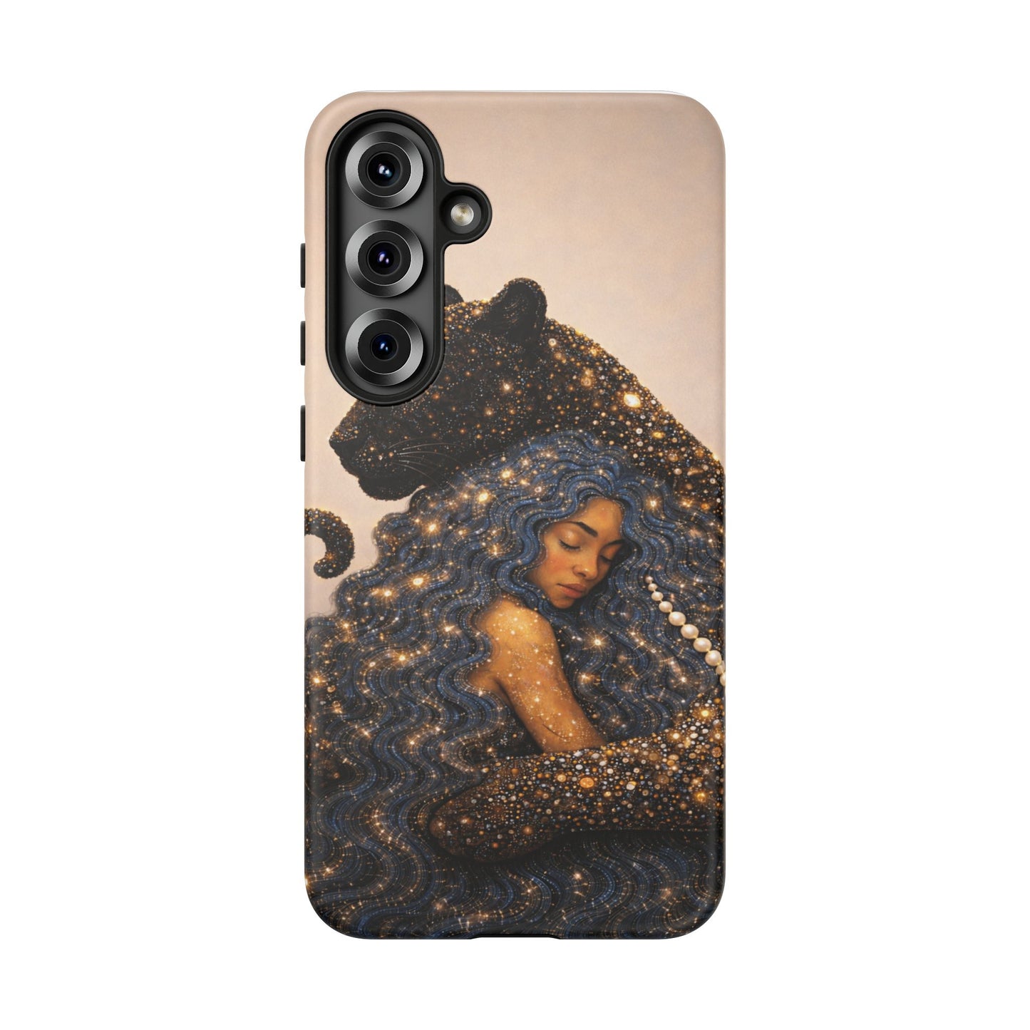Leopard Portrait Tough Phone Case — Blue Jaguar Art Protective Cover
