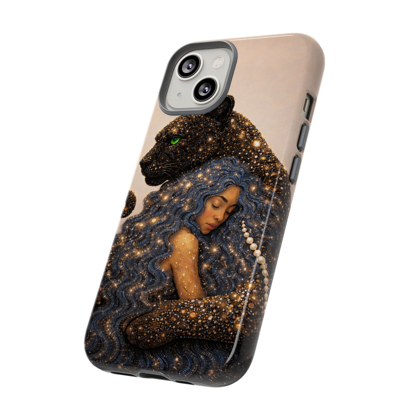 Leopard Portrait Tough Phone Case — Blue Jaguar Art Protective Cover