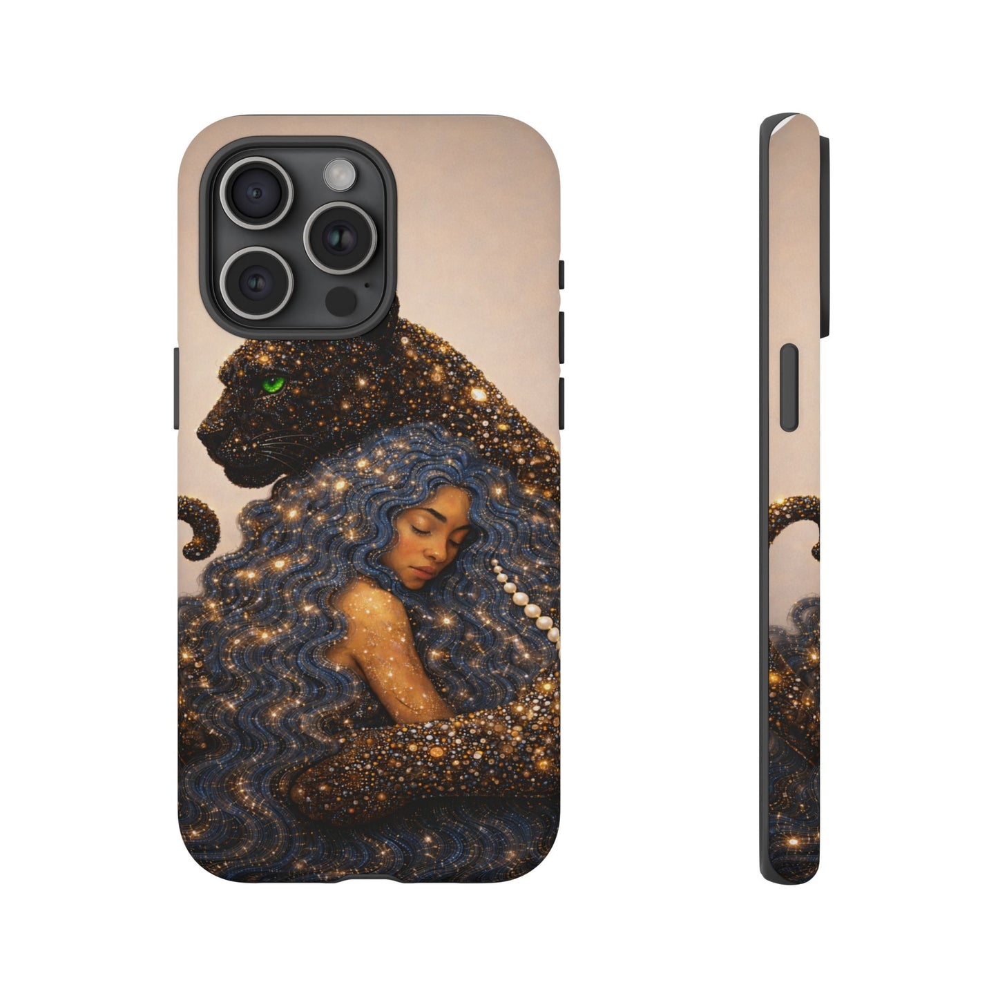 Leopard Portrait Tough Phone Case — Blue Jaguar Art Protective Cover