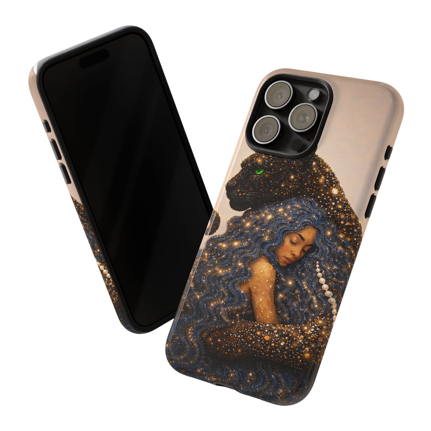 Leopard Portrait Tough Phone Case — Blue Jaguar Art Protective Cover
