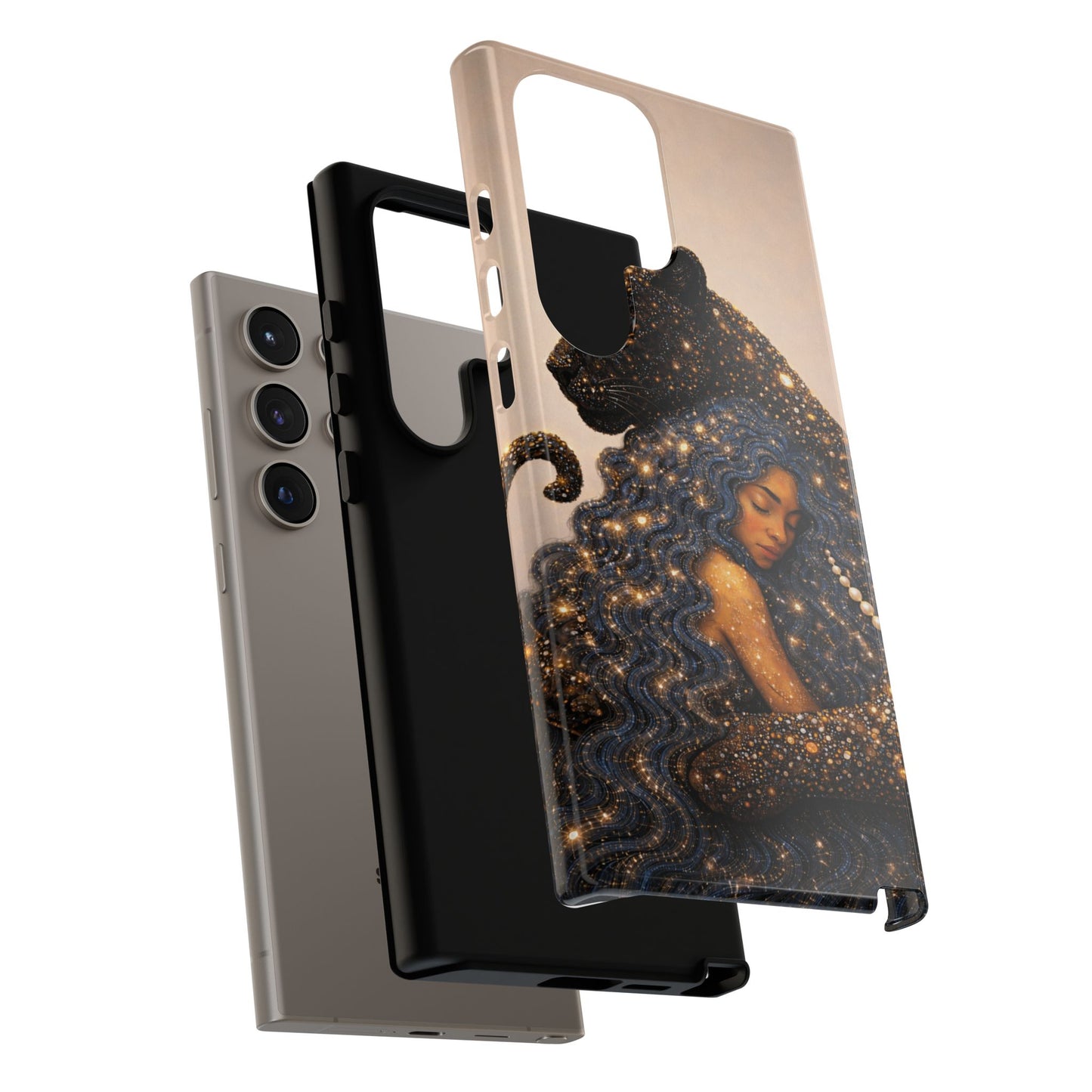 Leopard Portrait Tough Phone Case — Blue Jaguar Art Protective Cover